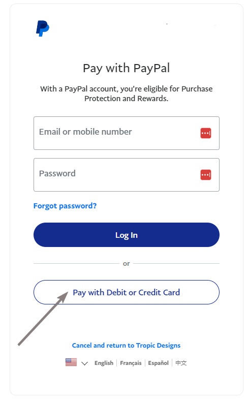 Pay without PayPal account